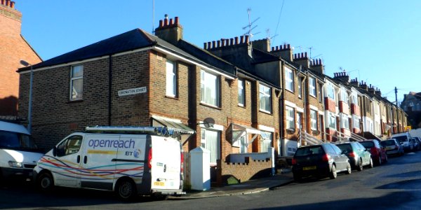 Housing at Franklin Road-Coronation Street junction, Brighton (January 2014)