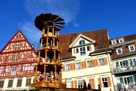 Houses and Christmas pyramid - Esslingen am Neckar, Germany - DSC03941 photo