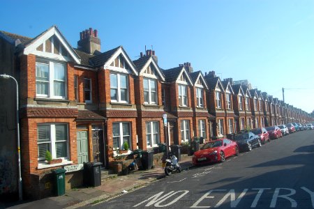 Housing on East side of Tillstone Street, Queen's Park, Brighton (August 2019)