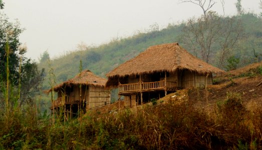 Houses on the river of the Mekong
