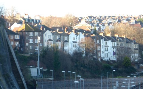 Housing on Millers Road, Prestonville, Brighton (December 2013, seen from Dyke Road Drive)