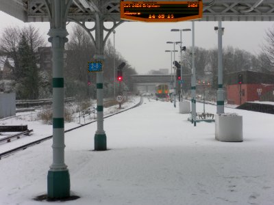 Hove Railway Station, Goldstone Villas, Hove (January 2013) (Eastward view with 313215 Departing)