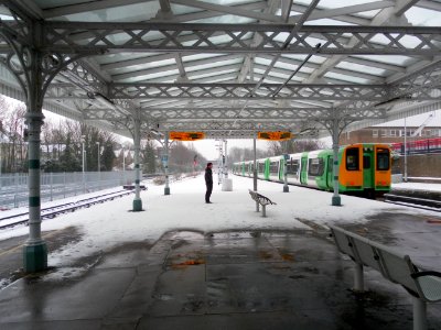 Hove Railway Station, Goldstone Villas, Hove (January 2013) (Eastward view with 313215)
