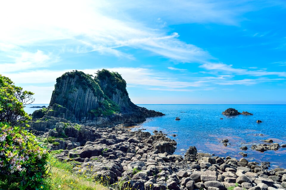 In the early summer blue sky sea