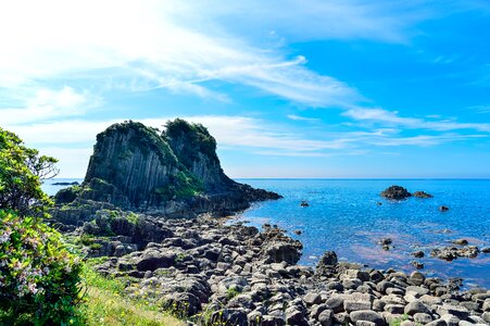 In the early summer blue sky sea