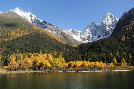 The scenery bi peng gou snow mountain photo