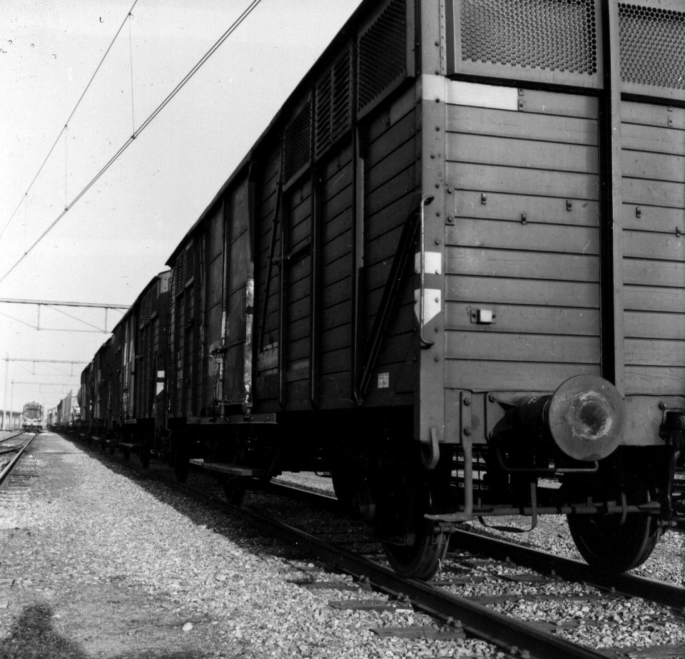HUA-159893-Afbeelding van goederenwagens op het emplacement van de NS te Roosendaal
