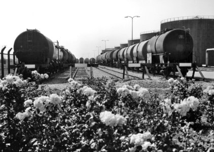 HUA-171004-Afbeelding van ketelwagens op het emplacement van Paktank te Rotterdam (Botlek)