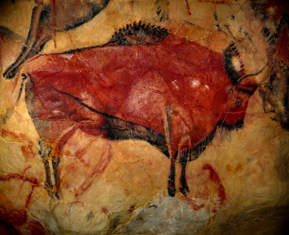 Upper palaeolithic etchings steppe bison