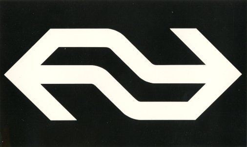 HUA-170780-Afbeelding van het N.S.-embleem (logo) in zwart op wit