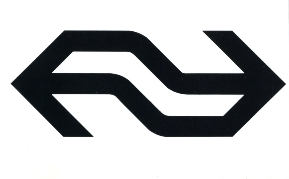 HUA-170781-Afbeelding van het N.S.-embleem (logo) in wit op zwart