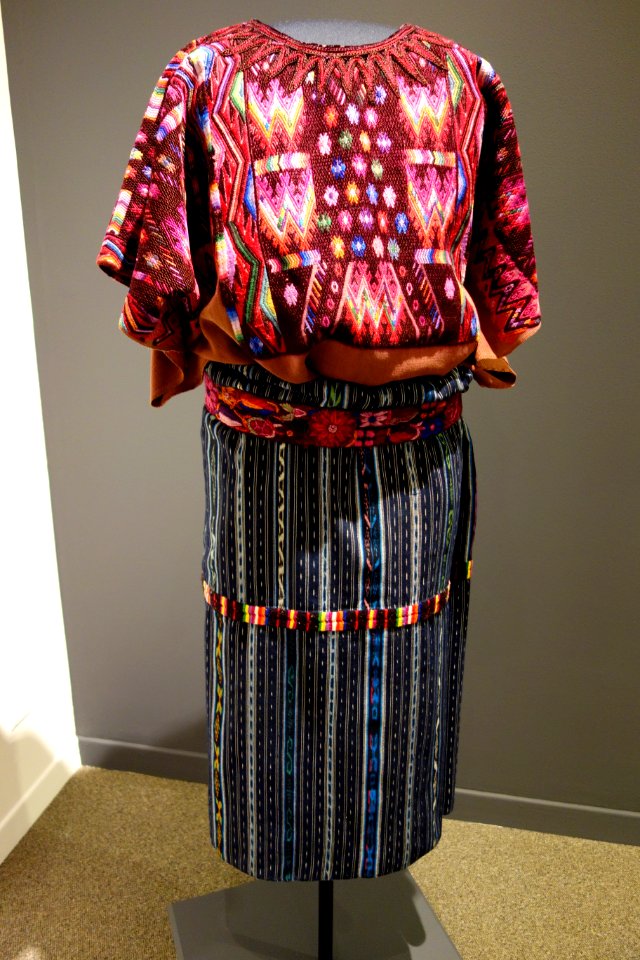Huipol, skirt, and belt, K'iche' Maya, Chichicastenango, mid 20th century, cotton, silk, synthetic - Textile Museum of Canada - DSC01325