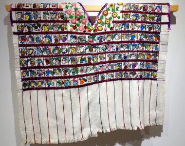 Huipil, Tz'utujil Maya, Santiago Atitlan, view 1, late 20th to early 21st century, cotton and acrylic - Textile Museum of Canada - DSC01421