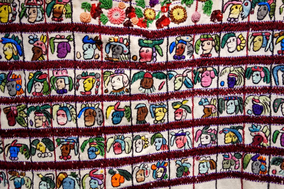 Huipil, Tz'utujil Maya, Santiago Atitlan, view 2, late 20th to early 21st century, cotton and acrylic - Textile Museum of Canada - DSC01424