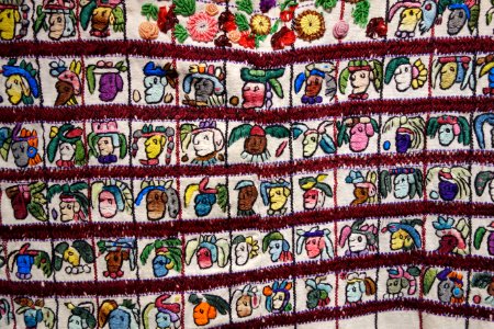 Huipil, Tz'utujil Maya, Santiago Atitlan, view 2, late 20th to early 21st century, cotton and acrylic - Textile Museum of Canada - DSC01424