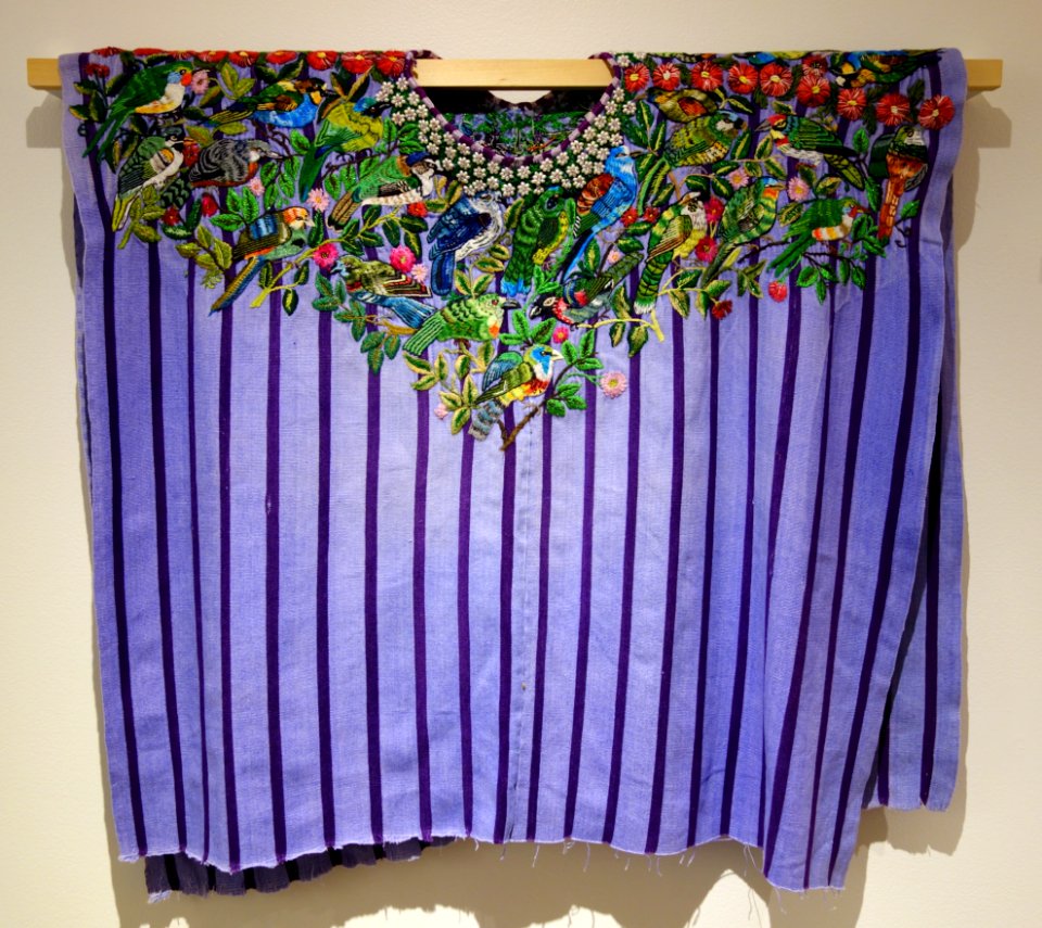 Huipil, Tz'utujil Maya, Santiago Atitlan, view 1, late 20th century, cotton, silk, acrylic, synthetic and metal thread - Textile Museum of Canada - DSC01409