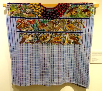 Huipil, Tz'utujil Maya, Santiago Atitlan, view 1, late 20th century, cotton and synthetic - Textile Museum of Canada - DSC01228