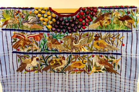 Huipil, Tz'utujil Maya, Santiago Atitlan, view 2, late 20th century, cotton and synthetic - Textile Museum of Canada - DSC01232