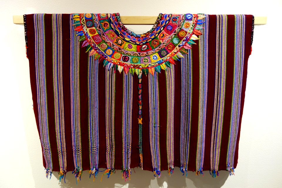 Huipil, Kaqchikel Maya, Patzun, view 1, late 20th to early 21st century, cotton and synthetic - Textile Museum of Canada - DSC01428