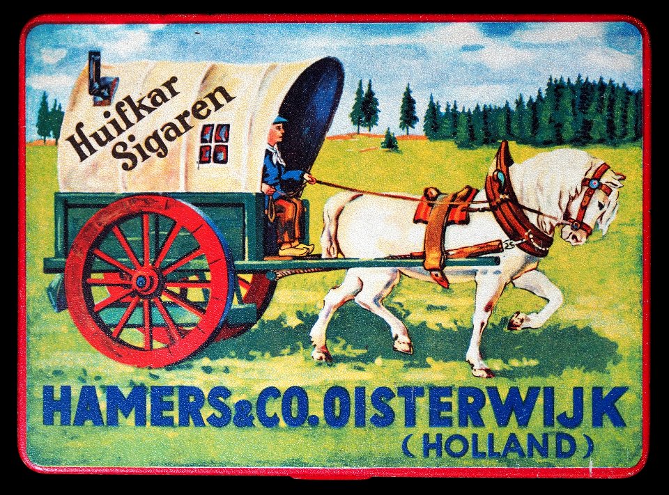 Huifkar Sigaren, Hamers&Co, Oisterwijk sigarenblikje met rode rand