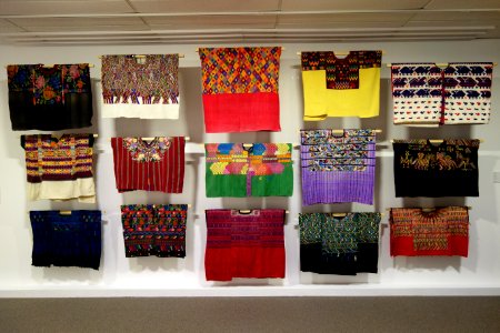 Huipils from a variety of Maya peoples, mid to late 20th century, cotton, synthetic material - Textile Museum of Canada - DSC01074