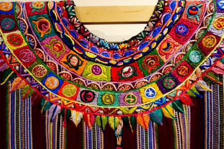 Huipil, Kaqchikel Maya, Patzun, view 2, late 20th to early 21st century, cotton and synthetic - Textile Museum of Canada - DSC01431