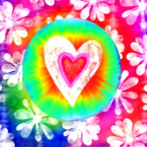 Colorful tie dye heart