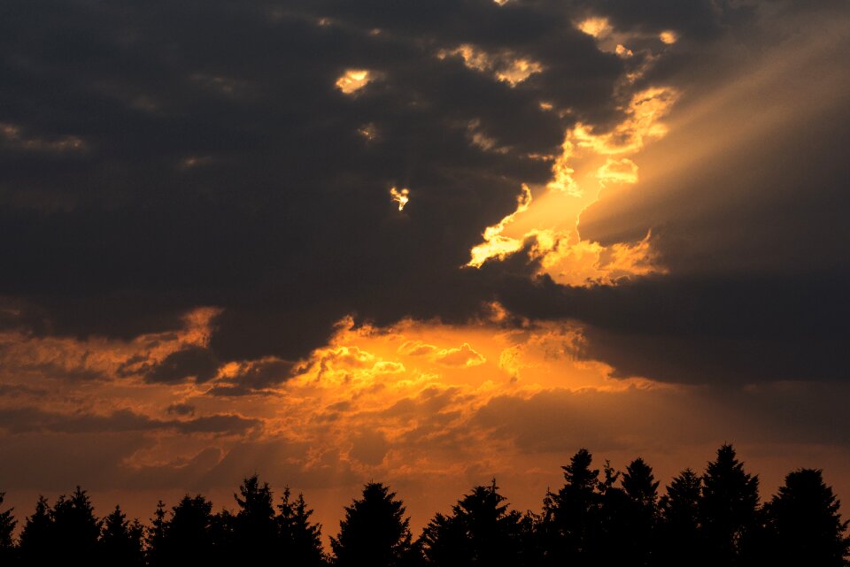 Evening sky lighting landscape