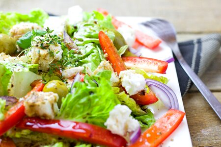 Vegetables sheep cheese paprika photo