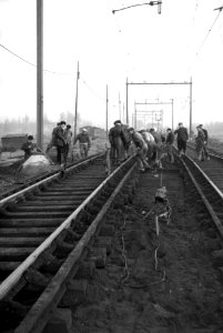 HUA-165761-Afbeelding van de werkzaamheden ten behoeve van de baanverzwaring ter hoogte van Oudewater