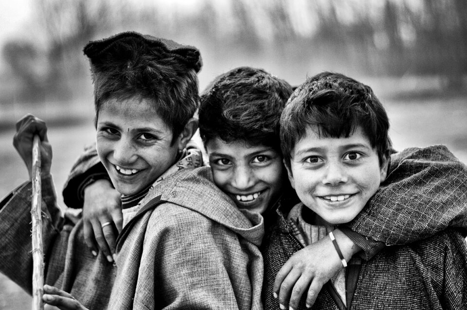 Black and white eyes smiling