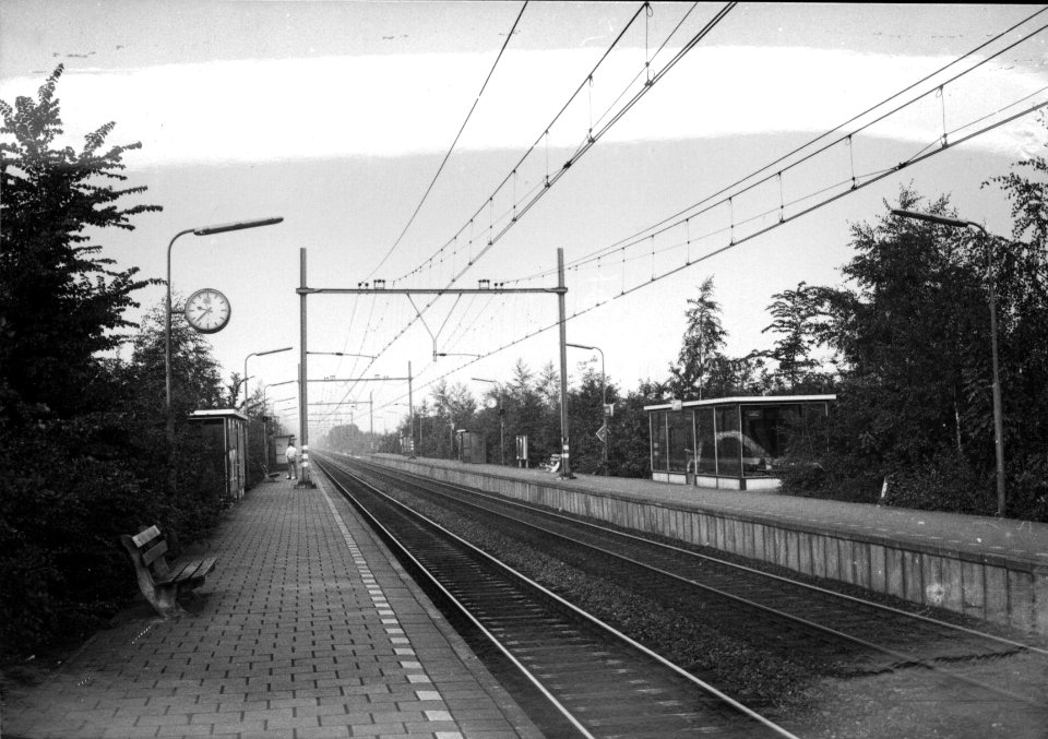 HUA-153048-Gezicht op de perrons met abri van het NS station Bunnik te Bunnik