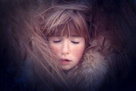Girl face hair
