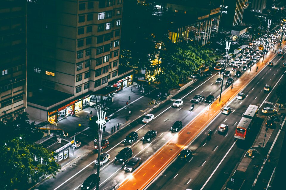 Night street construction photo