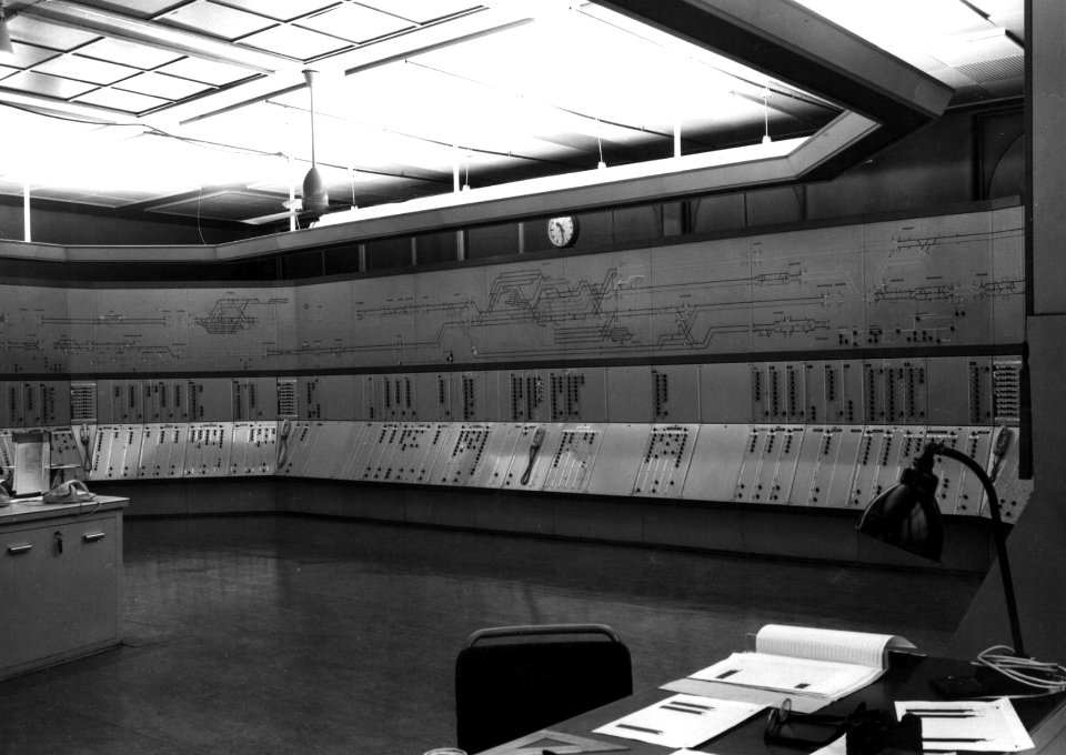 HUA-159774-Interieur van de Centrale Schakelpost (Csp) van de N.S. te Utrecht