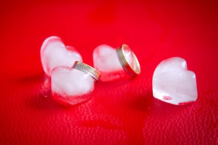Ice cubes wedding rings photo