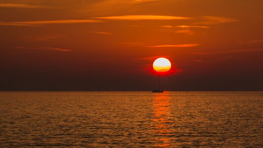 Setting sun afterglow sea