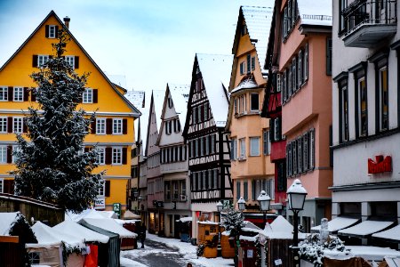 Holzmarkt in Tübingen mit Schnee 2018