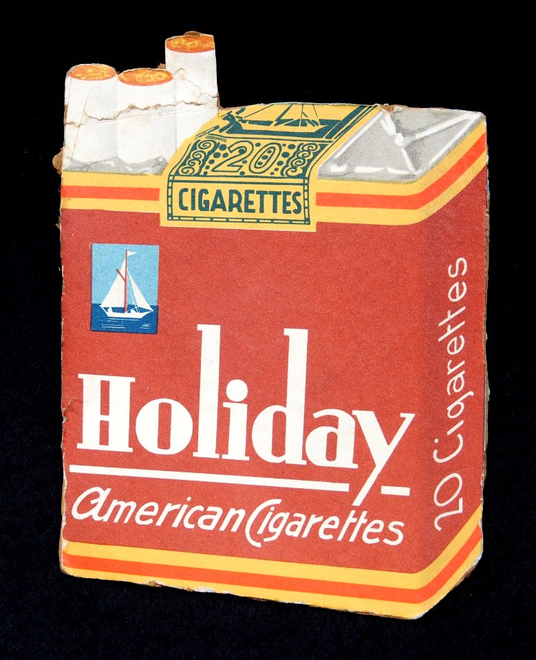 Holiday cigarettes cardboard counter advertisment