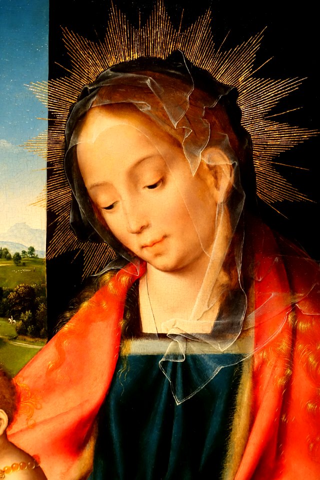 Holy Family by Joos van Cleve, detail 1, c. 1520, oil on panel - Currier Museum of Art - Manchester, NH - DSC07307