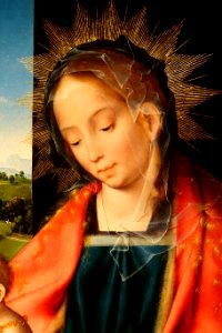 Holy Family by Joos van Cleve, detail 1, c. 1520, oil on panel - Currier Museum of Art - Manchester, NH - DSC07307