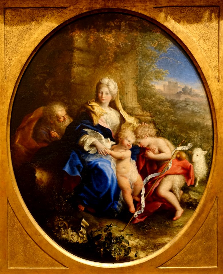 Holy Family with the Young Saint John the Baptist, by Bartolomeo Guidobono, c. 1680-1685, oil on canvas - Blanton Museum of Art - Austin, Texas - DSC07972