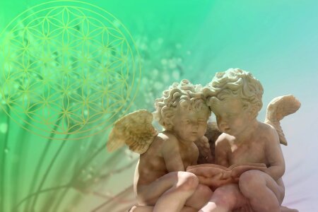 Turquoise cute cherub