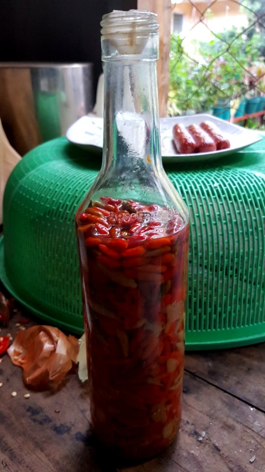Home-made sinamak (Visayan spiced vinegar) with siling labuyo 2