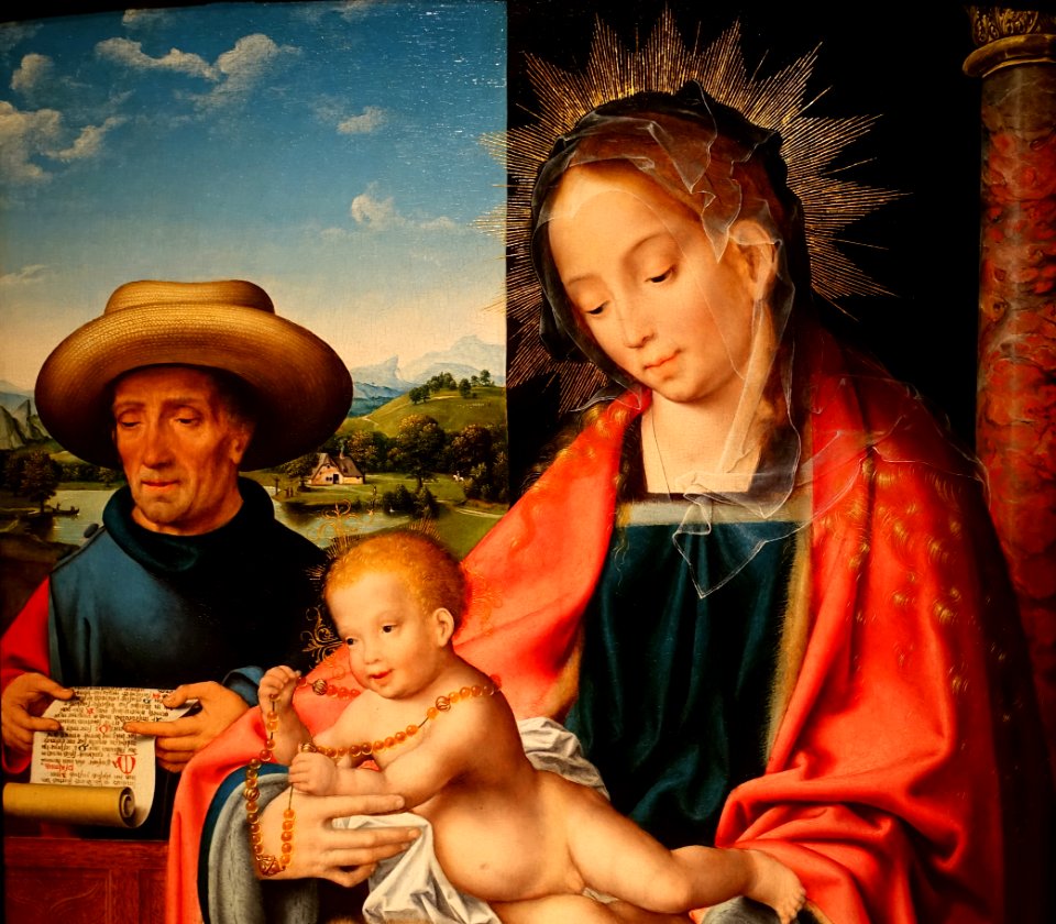 Holy Family by Joos van Cleve, detail 2, c. 1520, oil on panel - Currier Museum of Art - Manchester, NH - DSC07309
