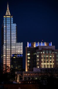Night photograph skyline raleigh north carolina