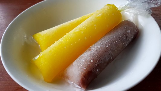 Home-made pineapple and chocolate ice candy (Philippines)