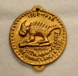 Hodag commemorative medallion, Rhinelander, Wisconsin, 1932 - Wisconsin Historical Museum - DSC03197
