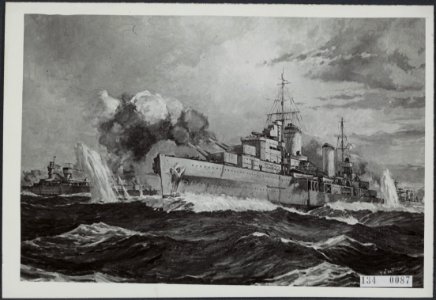 Hms perth gedurende de slag in de javazee, Bestanddeelnr 134-0087