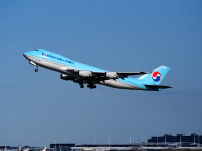 HL7499 Korean Air Cargo Boeing 747-400F takeoff from Schiphol (AMS - EHAM), The Netherlands, 18may2014, pic-2 photo